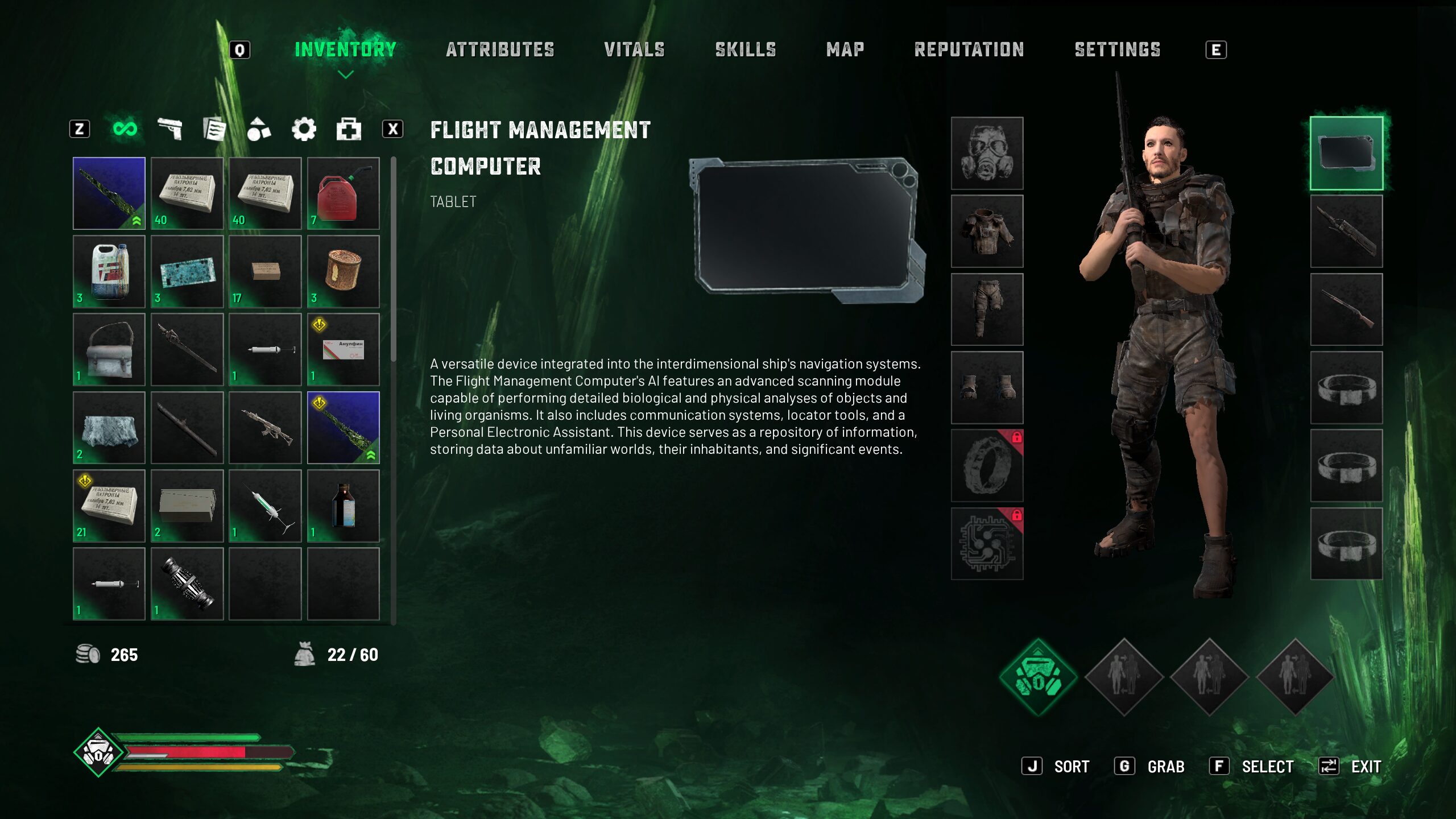بخش Inventory بازی Chernobylite 2: Exclusion Zone