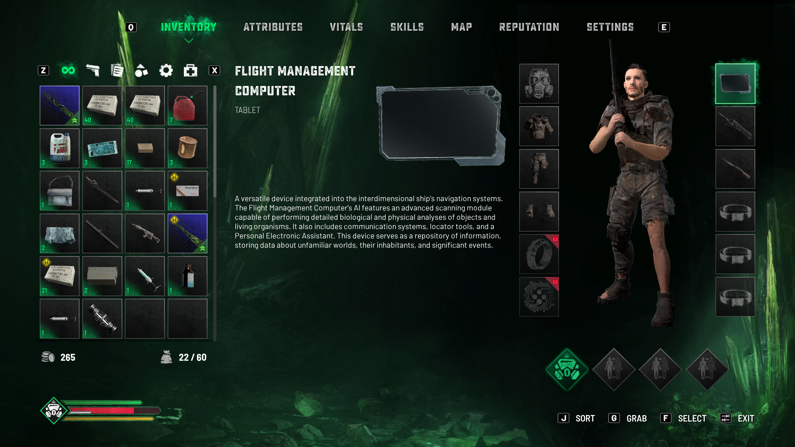 بخش Inventory بازی Chernobylite 2: Exclusion Zone