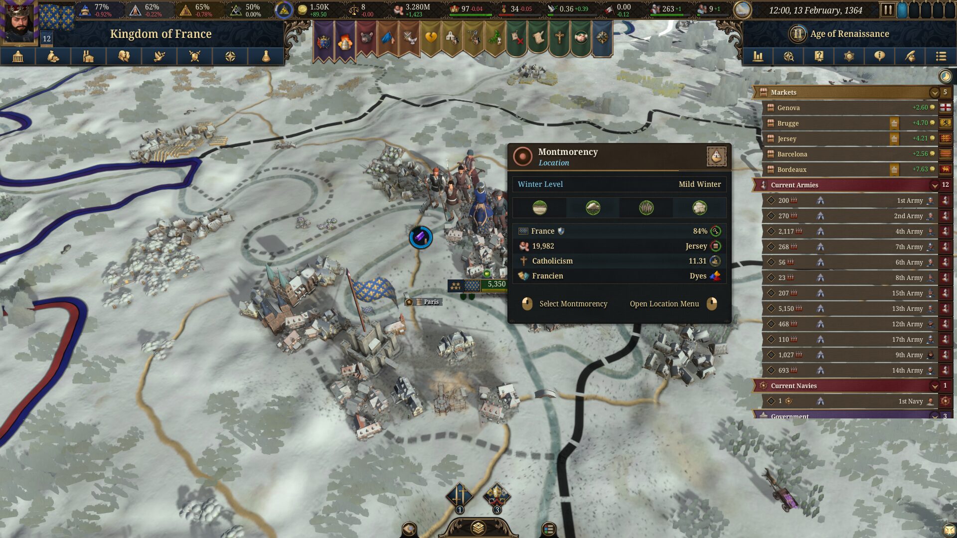 بارش برف در نقشه Europa Universalis V