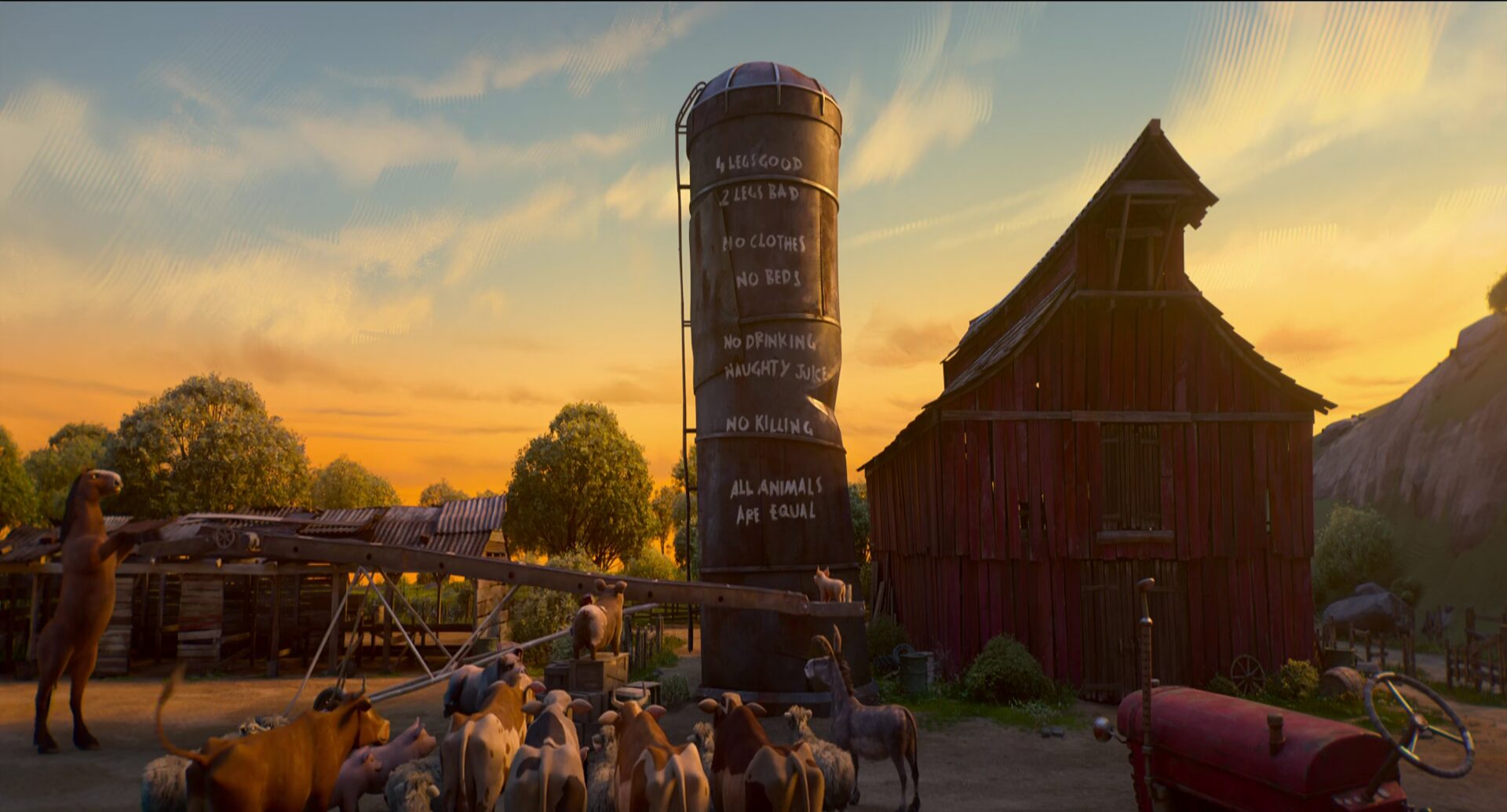 نقد و بررسی انیمیشن Animal Farm(مزرعه حیوانات) ۲۰۲۵ 3 قلعه حیوانات / هفت فرمان اصلی
