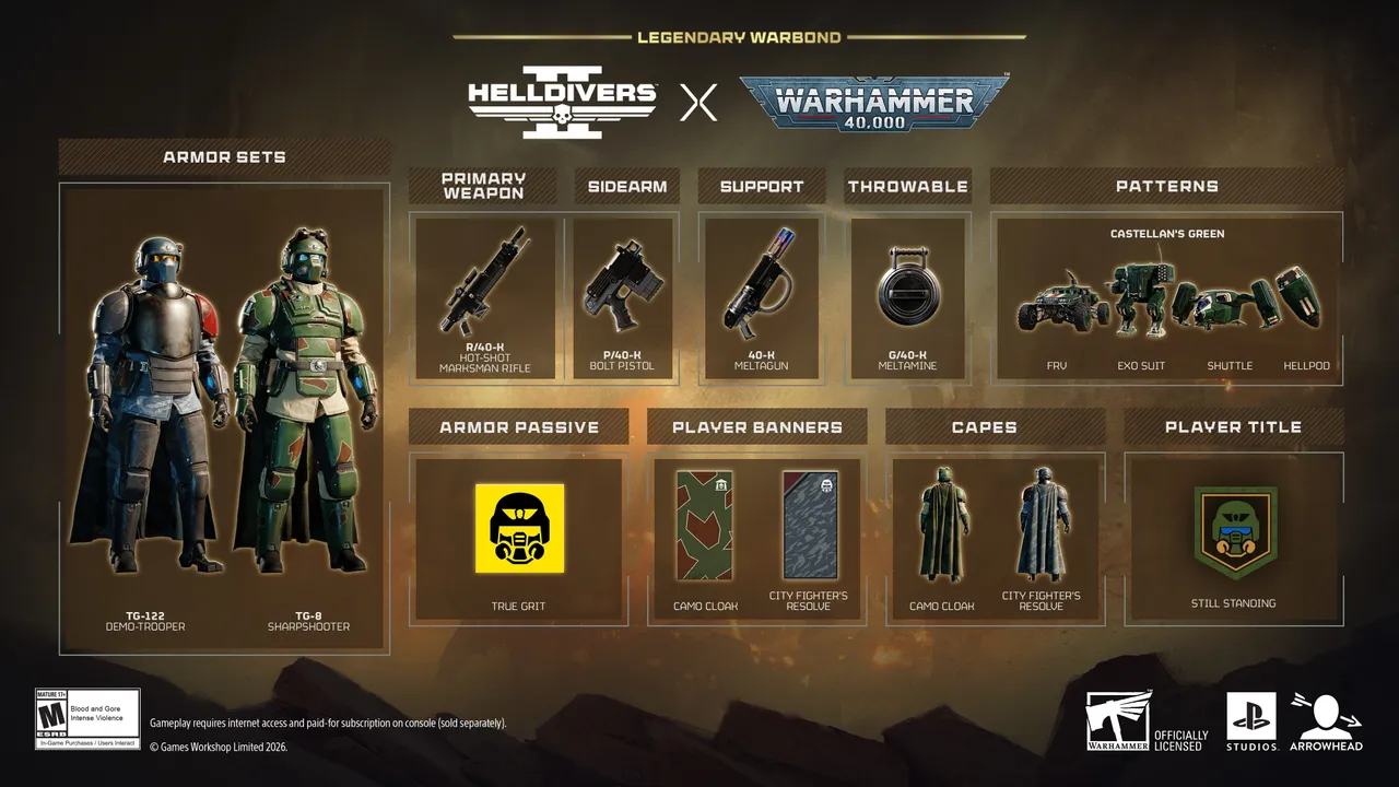 Helldivers 2 x Warhammer 40,000: Castellan’s Creed Legendary Warbond وارهمر و هل دایورز